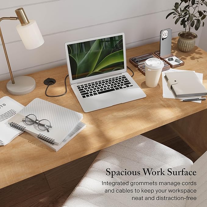 Bush Home 72-inch Home Office Desk with Drawers, Large Computer Table for Personal Workspace, Somerset Collection, Maple Cross