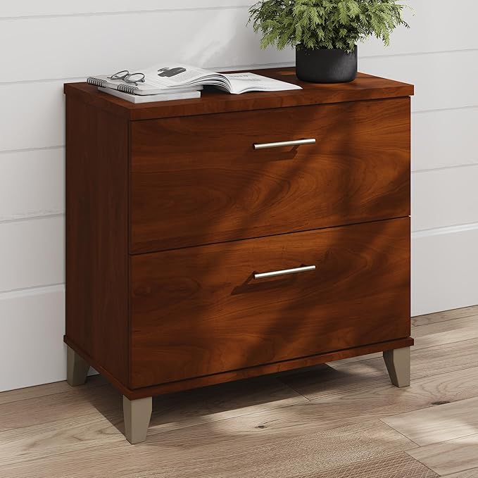 Bush Home 2 Drawer Lateral File Cabinet, Letter and Legal-Size Document Storage for Home or Professional Office, Somerset Collection, Hansen Cherry