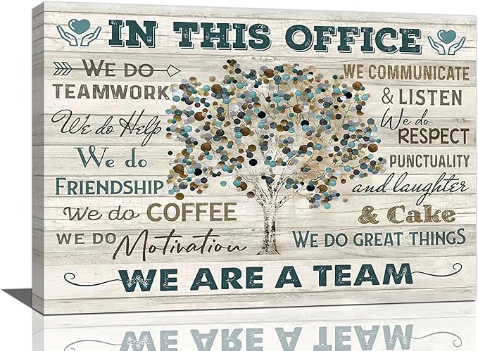 Yibuda In This Office Wall Art Motivational Quotes Pictures Wall Decor We Are A Team Canvas Painting Modern Room Office Decorations Artwork Framed Ready to Hang 24"x16"
