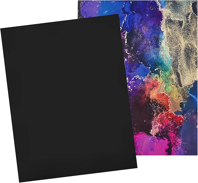 Alcohol Ink Paper - Non-Absorbent, Heavy Weight & Tear Resistant - Easily Wipes Off for Reusable Art Paper - Flexible Matte Black EVO 8.5x11 Inch 10 Sheets
