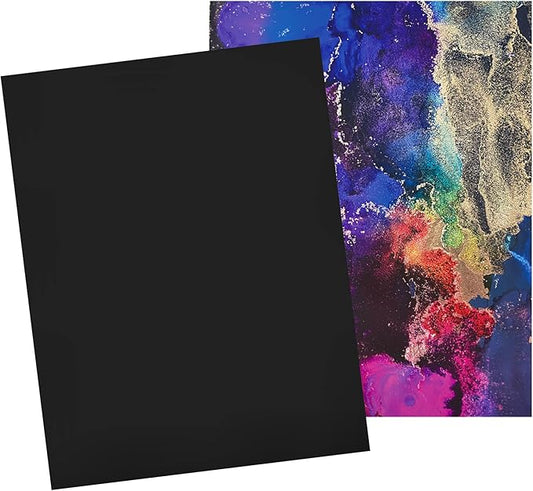 Alcohol Ink Paper - Non-Absorbent, Heavy Weight & Tear Resistant - Easily Wipes Off for Reusable Art Paper - Flexible Matte Black EVO 8.5x11 Inch 10 Sheets