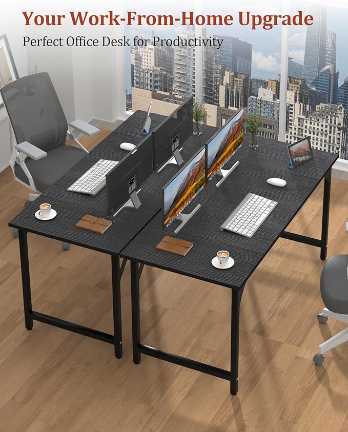 Computer Desk, 47.2" Office Desk, Extra Wide 23.62” Deep Desktop, 0.59” Thick Heavy-Duty Home Office Desks, Office Table with Steel Frame, Modern Wood PC Desk for Bedroom Study Writing Gaming Work