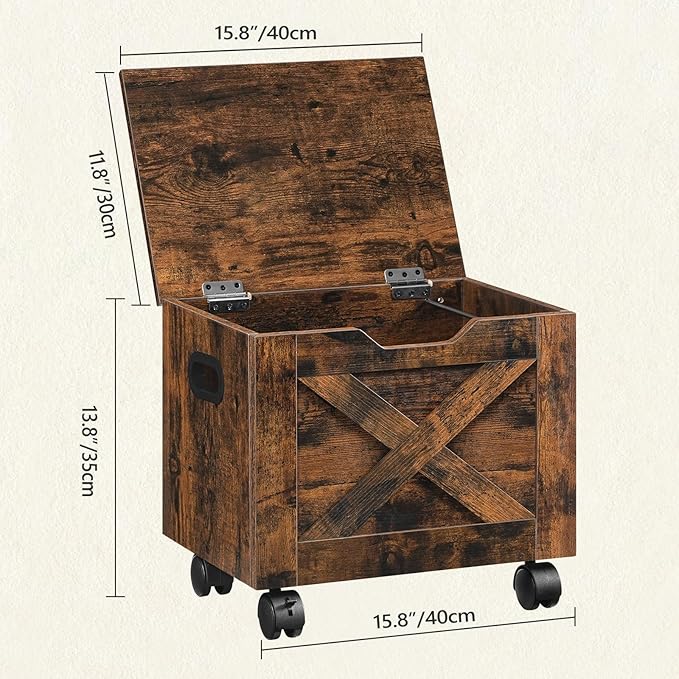 Rolling Filing Cabinet, Small File Cabinet Under Desk with Single Drawer, Hanging File Organizer for A4/Letter-Size Documents, Organizer Box, for Home Office, Rustic Brown FCRB4001