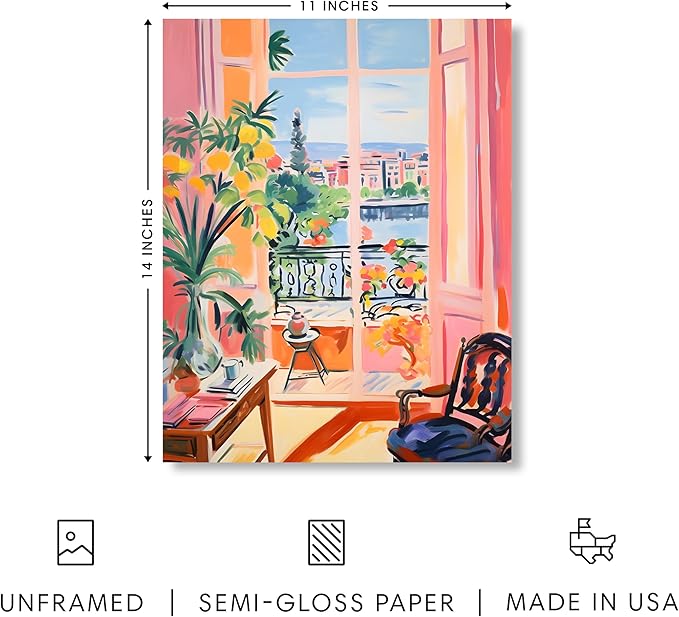 HAUS AND HUES Floral Art Wall Decor - Wildflowers Wall Art for Living Room, Floral Artwork for Bedroom Walls, Flower Painting for College Girls Dorm Room (Balcony, Unframed, 11x14)