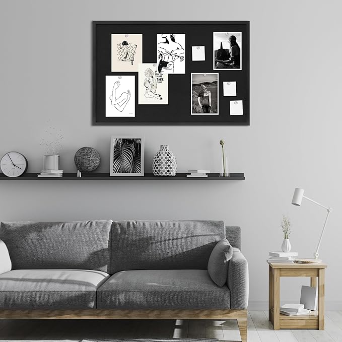 Cork Board with Linen Black 2Pack,Bulletin Board 36"x24", Corkboards for Office Home School Message Board or Vision Board Decoration.