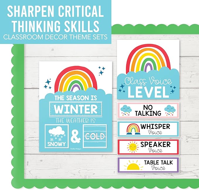 Hadley Designs Classroom Calendar Set Bulletin Board Decorations - Colorful School Calendar for Classroom Decor, Kindergarten Preschool Elementary Teacher Must Haves, Homeschool & Daycare Essentials