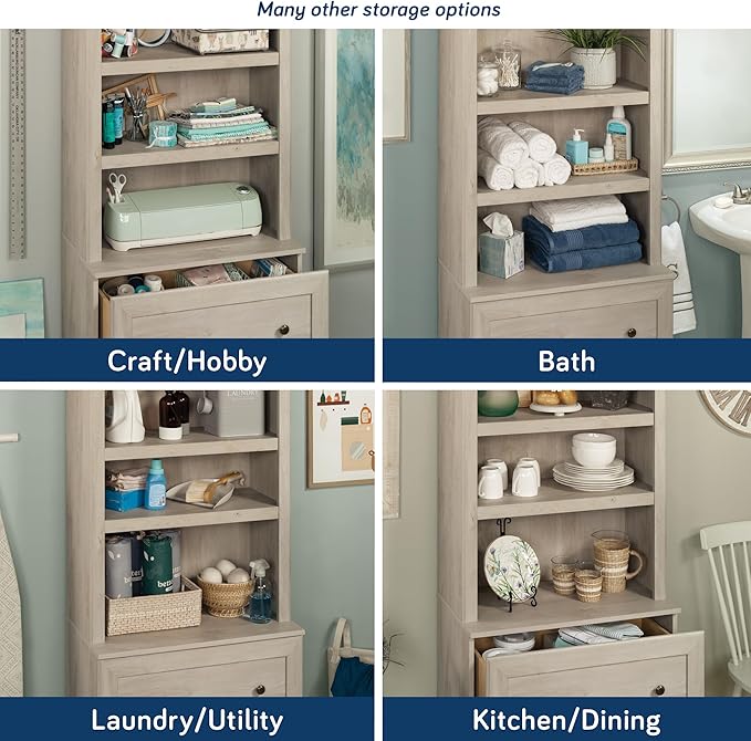 Sauder Miscellaneous Storage Library, Chalked Chestnut Finish