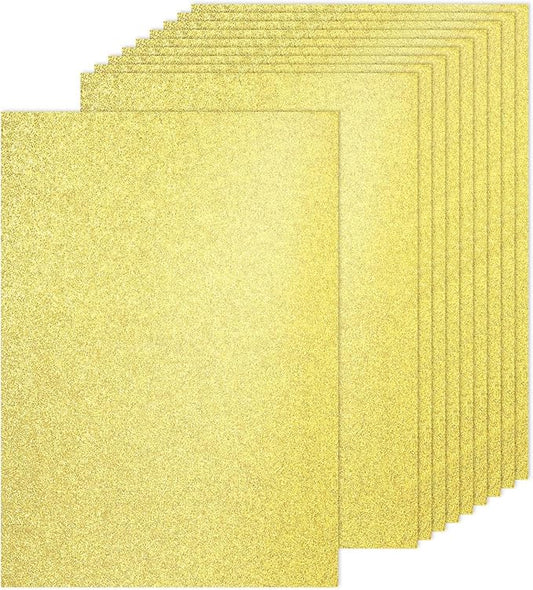 PATIKIL 40Sheets Light Gold Glitter Cardstock, 8.3x11.7 in A4 Glitter Paper Card Stock Shiny Scrapbook 250gsm Sparkly Paper Large Shimmer for Crafts Scrapbook DIY Art Wedding Party