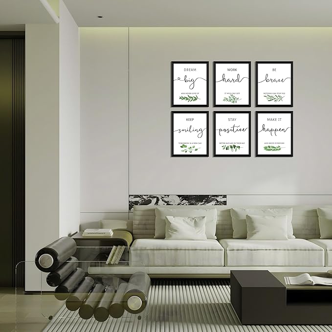 LANCHI95 6 Pcs Inspirational Wall Art Office Decor, Positive Affirmations Wall Art Motivational Prints for Office,Bedroom,Living Room,Classroom 8x10in (Slogan- UNFRAMED)