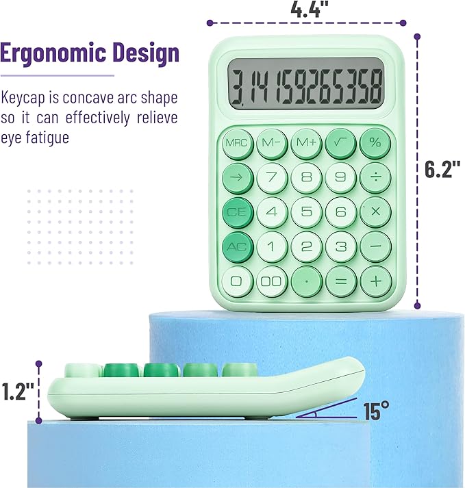 Mr. Pen- Mechanical Switch Calculator, 12 Digits, Large LCD Display, Green Calculator Big Buttons