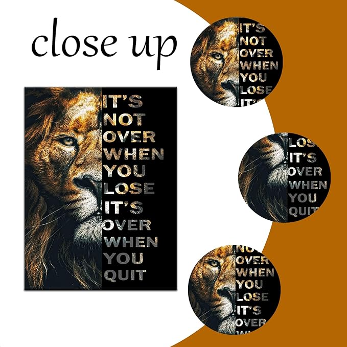 Animal Motivational Posters Lion Picture Entrepreneur Art Quotes Canvas Poster Print Painting Artwork for Home Office Pictures Big Inspirational Wall Decor Framed Ready to Hang [30''W x 40''H]