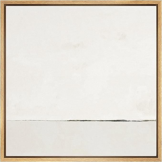 SIGNWIN Framed Canvas Print Wall Art Watercolor Abstract White Landscape Nature Shapes Illustrations Modern Art Decorative Minimal for Living Room, Bedroom, Office - 24"x24" Natural