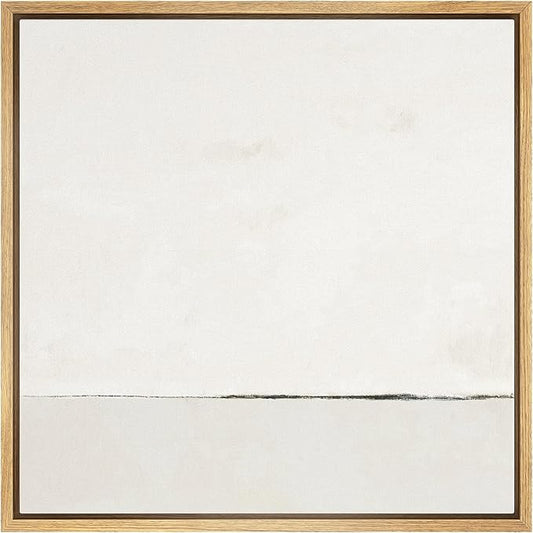 SIGNWIN Framed Canvas Print Wall Art Watercolor Abstract White Landscape Nature Shapes Illustrations Modern Art Decorative Minimal for Living Room, Bedroom, Office - 24"x24" Natural