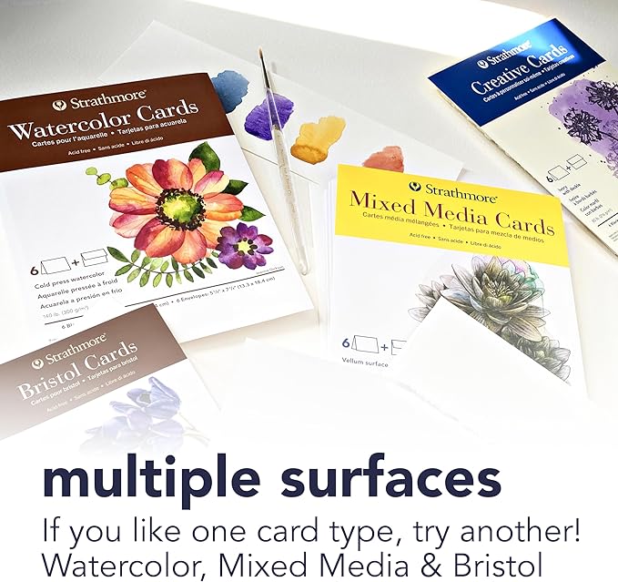 Strathmore (105-220-1 Full Size Creative Cards, Palm Beach/Plain Edge, 50 Envelopes