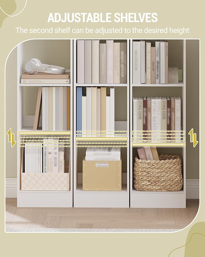 Bookcase, Tall Narrow Bookshelf, Open Display Storage Shelf, Skinny Cube Book Shelf with Adjustable Shelves, CD Rack for Living Room, Home Office 7-Tier(9.4 x 11.8 x 84.3 inch) White BC79703X