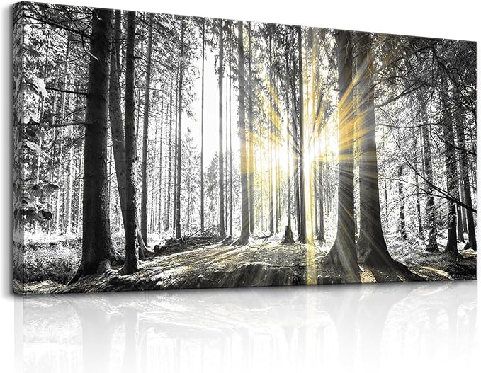 Yxbhhym-Large Canvas Wall Art Decor Black and White Wall Art Forest Artwork Landscape Picture Trees Poster Painting Nature Scenery Prints Living Room Decor Bedroom Home Office Decorations