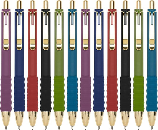Ballpoint Pens Black Ink Ball Point Pen with Super Soft Grip Medium Point 1.0mm for Office (Vintage 12-count)