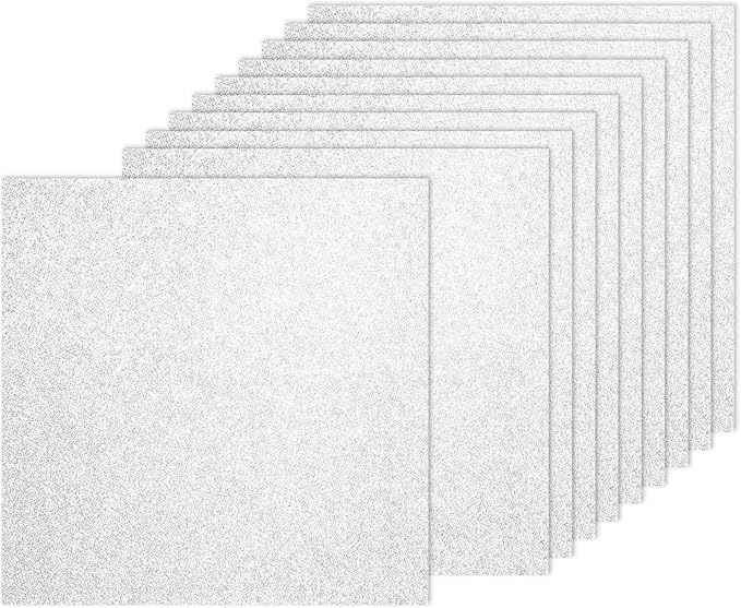 PATIKIL 40Sheets Silver Glitter Cardstock, 12x12In Glitter Paper Card Stock Shiny Scrapbook 250gsm Sparkly Paper Large Shimmer for Crafts Scrapbook DIY Art Wedding Party