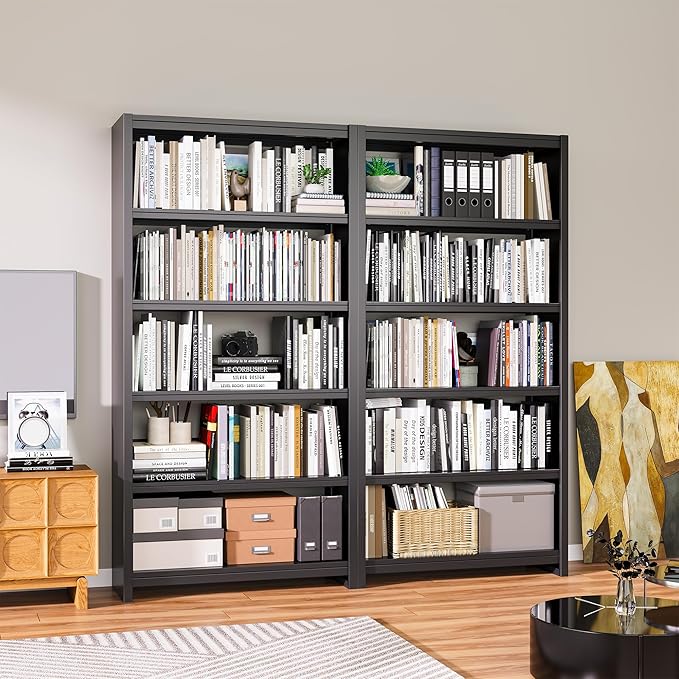 69" Metal Bookshelf,6 Tier Library Bookcase,Bedroom Bookshelves and Bookcases,Tall Book Case/Shelves for Living Room,Office,Black Large Bearing Book Shelf