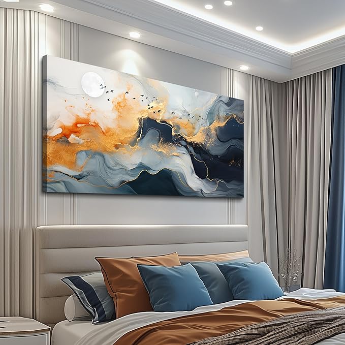 MHARTK66 Abstract Wall Art for Living Room, Large Canvas Prints Paintings Artwork for Walls, Minimalist Modern Bright Multicolor Colorful Pictures for Hallway Bedroom Office Home Wall Decor 24x48