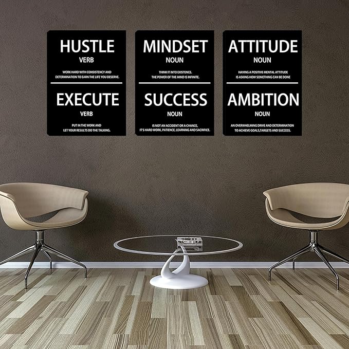 Halioyo 3 Pieces Motivational Wall Decor - 12 x 16 Inspirational Wall Art for Bedroom Living Room Motivational Posters Mindset Canvas Painting Picture Home Decoration Office Decor