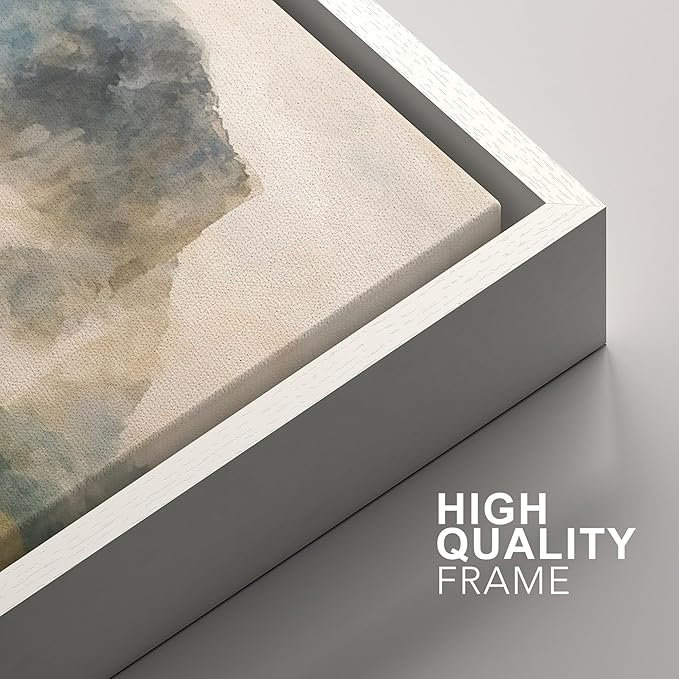 SIGNFORD Framed Wall Art Print Set Misty Mountain Valley Watercolor Serene Nature Landscape Digital Art Modern Art Contemporary for Living Room, Bedroom, Office - 24"x36"x3 White