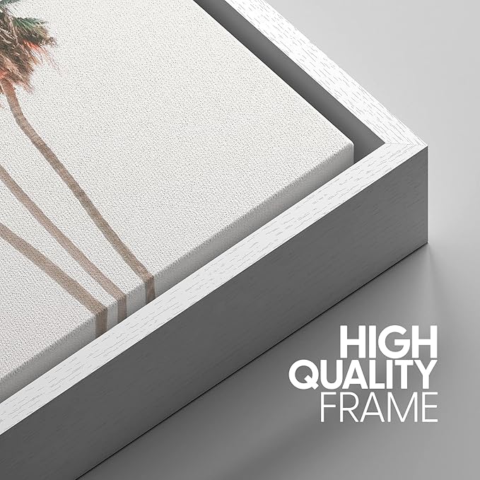 SIGNWIN Framed Canvas Print Wall Art Set Retro Vintage Pastel Tropical Island Beach Nature Wilderness Photography Modern Art Landscape Relax/Calm for Living Room, Bedroom, Office - 24"x36"x3 White
