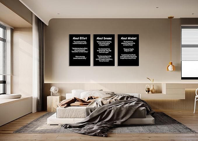 WYJDFART Motivational Positive Quotes About Dreams Effort and Mindset Inspirational Wall Decor Printed Modern Artwork for Living Room Home Living Room Gym Framed Ready to Hang[72''Wx 36''H]