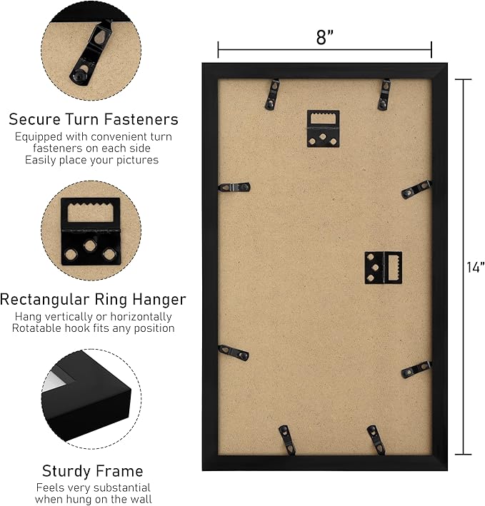 VIOLABBEY 8x14 Collage Picture Frame,Fits Three 4x6 Photos with Mat or One 8x14 Pictures without Mat for Wall, 4x6 Picture Frame Collage Black