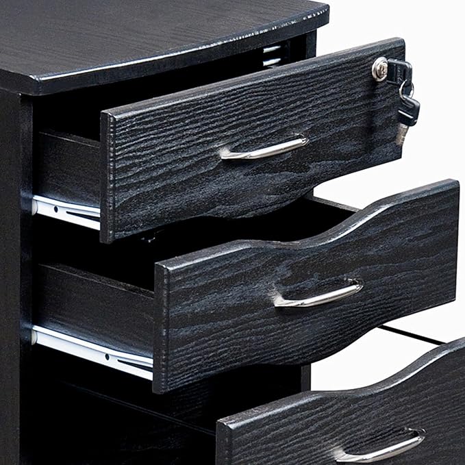 3 Drawer Rolling File Cabinet with Lock, Under Desk File Cabinet with Wheels, Printer Stand, Mobile Printer Shelf, Espresso Brown