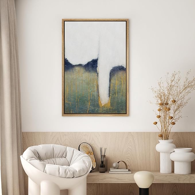 SIGNWIN Framed Canvas Wall Art Abstract Color Block Canvas Prints Home Artwork Decoration for Living Room,Bedroom - 24x36 inches
