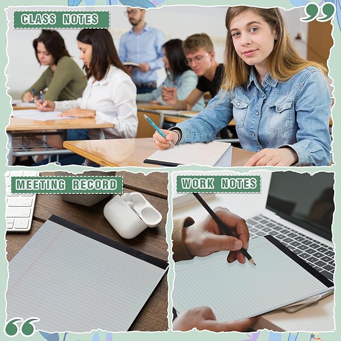 Fuutreo 8 Pcs 8.5'' x 11'' Colored Legal Pad 50 Sheets Per Writing Pads Narrow Ruled Notepad Perforated Writing Notepad Office Supplies for College Office Business (Aesthetic Color)