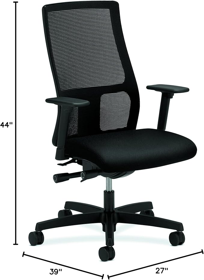 HON Ignition Series Mid-Back Work Chair - Mesh Computer Chair for Office Desk, Black (HONIW108CU10)
