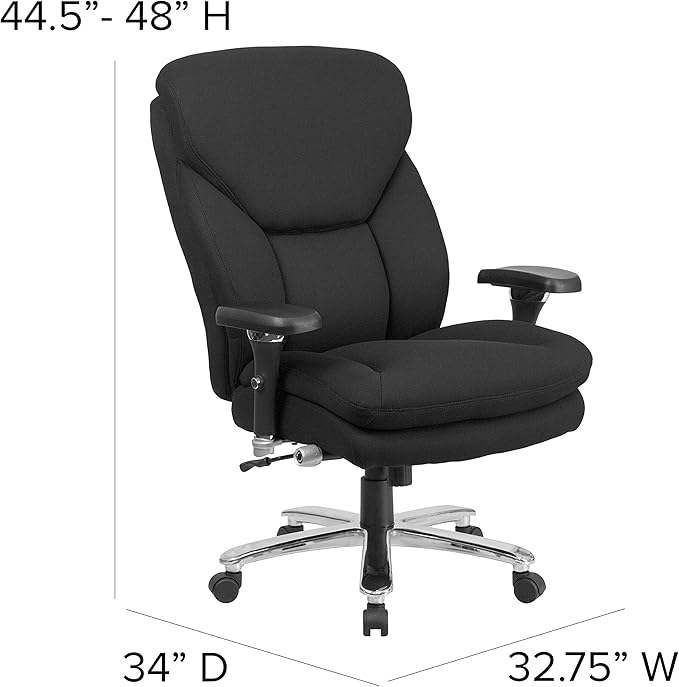 Flash Furniture Hercules Series Swivel Office Chair with Extra Wide Seat, Ergonomic High-Back Executive Chair with Padded Seat and Arms, Black