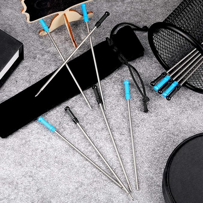 12 Pieces Ballpoint Pen Refills Replaceable Compatible with Cross Ballpoint 1.0 mm 4.5 Inch Smooth Writing Quick Drying Refill with Black Velvet Bag, Black and Blue