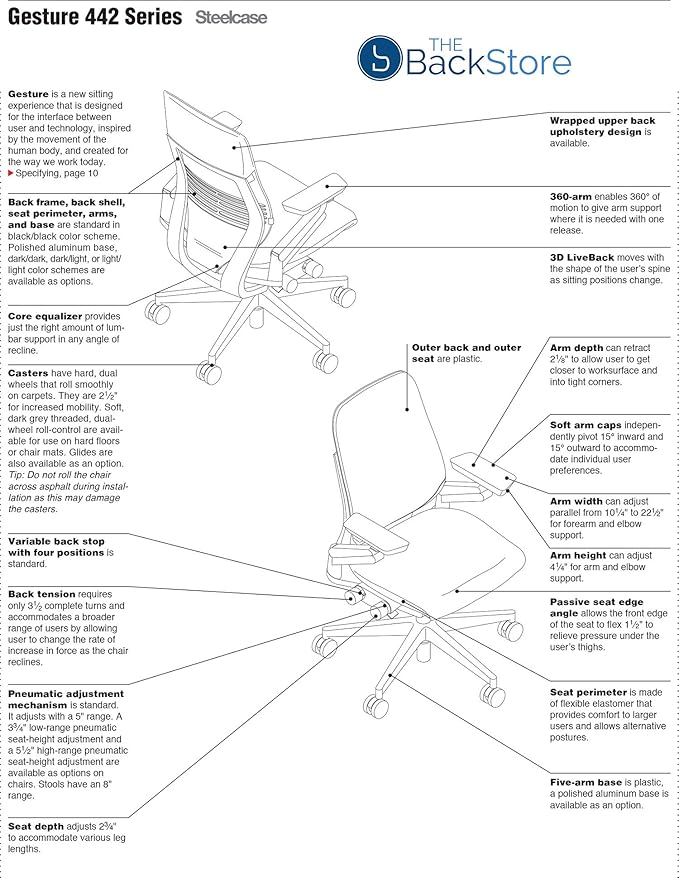 Steelcase Gesture Office Desk Chair with Headrest Cogent Connect Coconut Fabric Standard Black Frame Hard Floor Casters