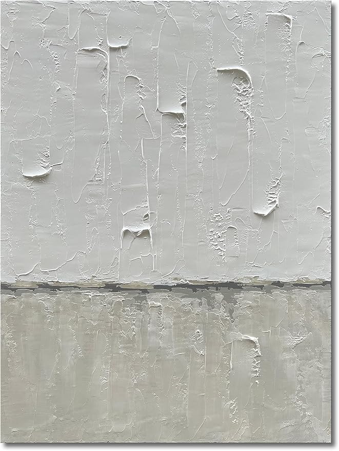 NANKAI Hand Painted Grey and White Art Canvas Paintings Minimalist Abstract Oil Painting Wall Art 40x28 Inch Art Home Decoration Wall Ready to Hang