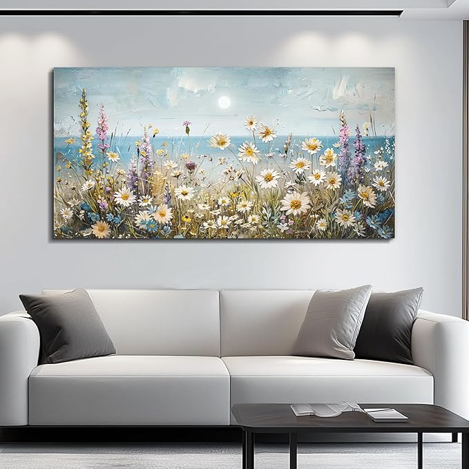 KELIYUAN Large Canva Wall Art For Living Room Farmhouse Wall Decor For Bedroom Office Decorations Abstract Paintings Flowers Landscape Wall Pictures Artwork Modern Aesthetic Room Home Decor 24x48In