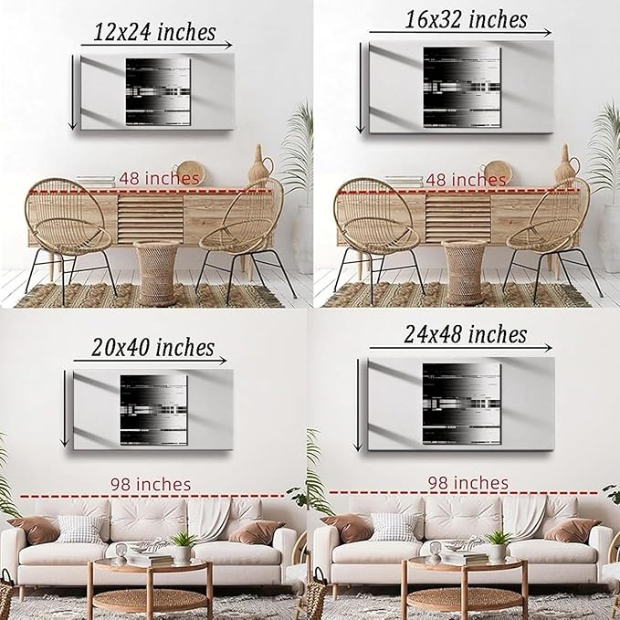 Black Abstract Framed Canvas Wall Art for Office, Minimalist Modern Wall Decor 40" L x 20" W