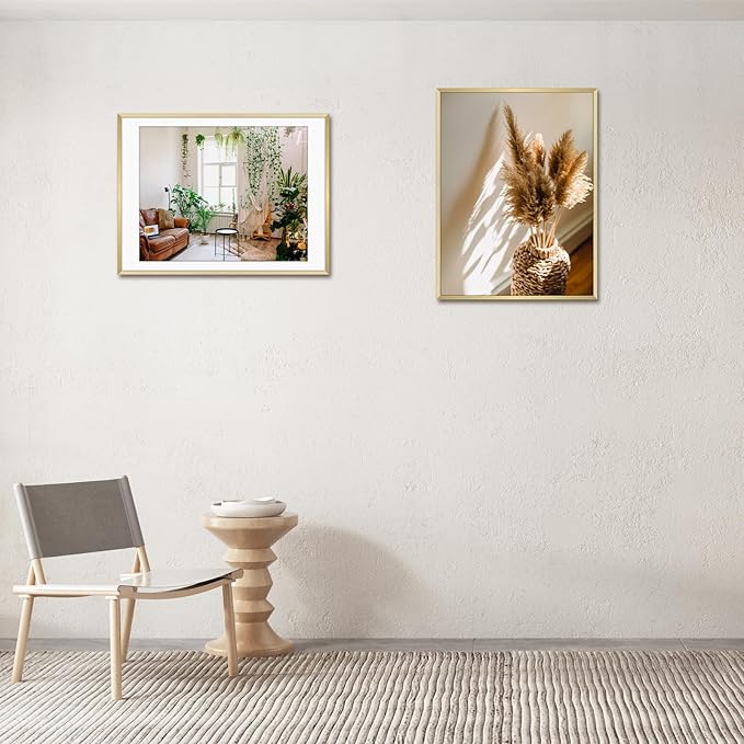 Golden State Art, Gallery Wall Frame Set of 6 - Gold 18x24 Aluminum Photo Frames with Mat for 16x20 Pictures - 18 x 24 inch Metal Frame with Real Glass Cover - Elegant Home or Office Decor