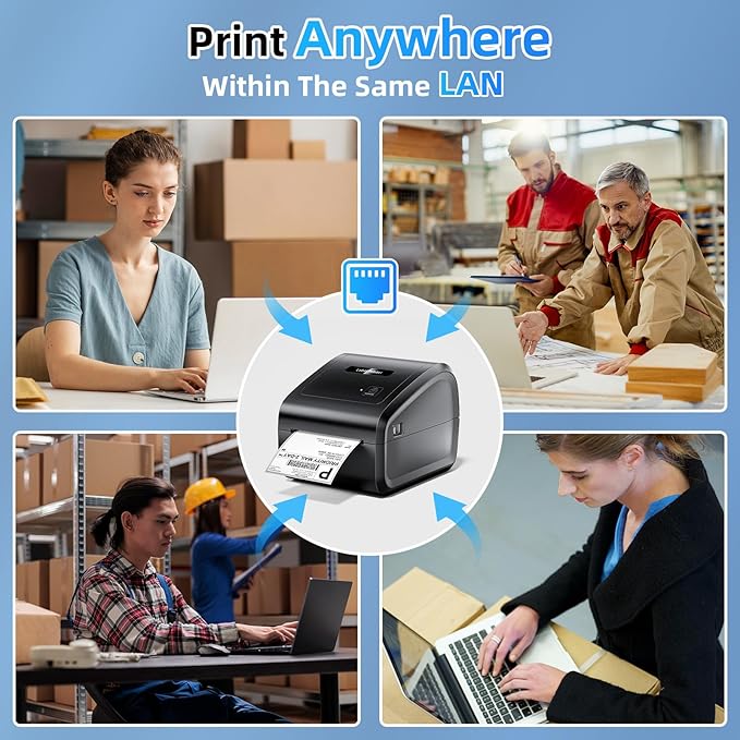 Bluetooth Thermal Label Printer 4x6, Ethernet Shipping Label Printer, D550 Pro Wireless Thermal Labels Printers for Small Business,Office, Home,Support Bluetooth/Ethernet/USB