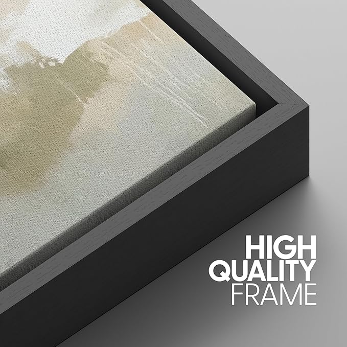 SIGNWIN Framed Canvas Print Wall Art Set Neutral Abstract Landscape Earthy Tones Minimalist Illustrations Modern Art Decorative Abstract for Living Room, Bedroom, Office - 16"x24"x3 Black