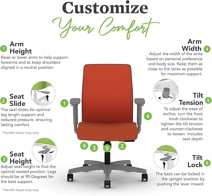 HON Ignition 2.0 Low Back Task Chair, Spectrum Mesh, Standard Synchro-Tilt Control, Office Chair with Lumbar Support, Height and Width Adjustable Arms, Titanium Frame, Salamander