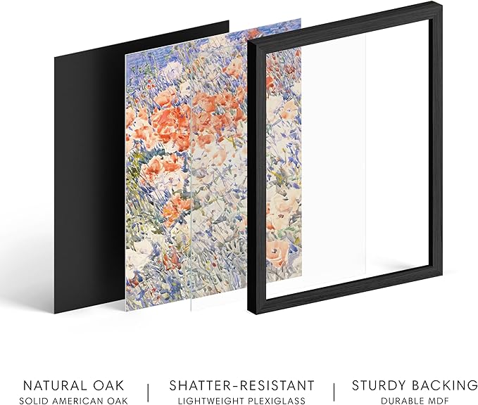 HAUS AND HUES Floral Art Wall Decor - Wildflowers Wall Art for Living Room, Floral Artwork for Bedroom Walls, Flower Painting for College Girls Dorm Room (Multicolored Flowers, Black Frame, 24x36)