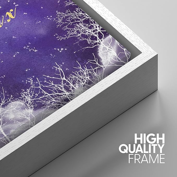 IDEA4WALL Framed Canvas Print Wall Art Tranquil Watercolor Galaxy with Pink Moon Astronomy & Space Sky Illustrations Modern Art Glam Colorful Ultra for Living Room, Bedroom, Office - 16"x24" WHITE