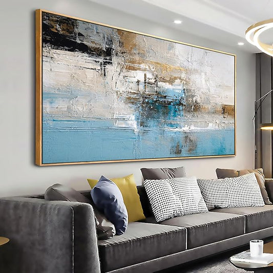 Wall Art Abstract Canvas Painting Blue Fantasy Colorful Wall Decor Modern Artwork for Living Room Bedroom Dining Room Home Office Decor 20"x40" with Framed