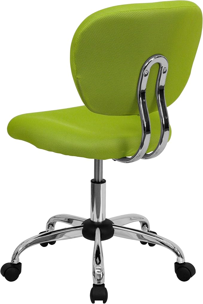 Flash Furniture Beverly Mid-Back Apple Green Mesh Padded Swivel Task Office Chair with Chrome Base