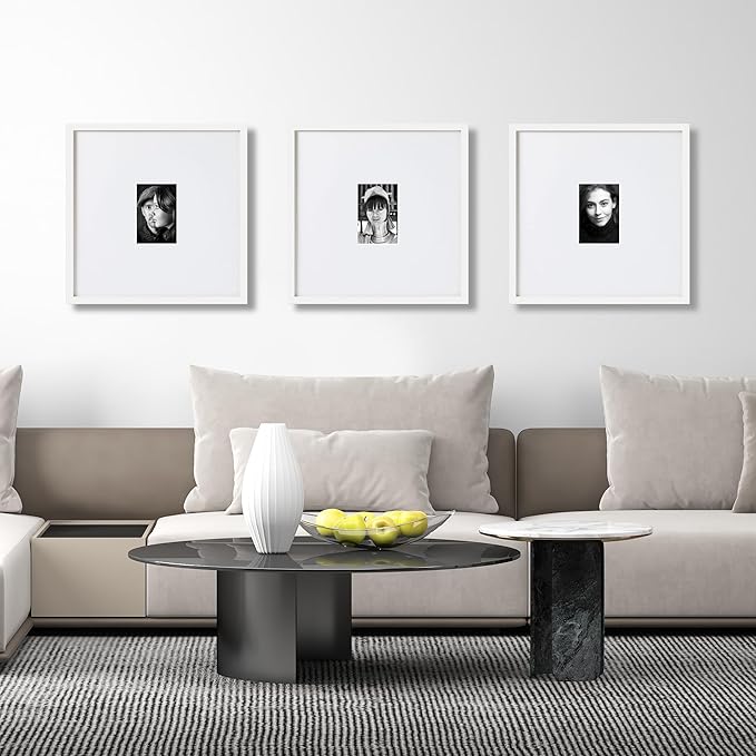 artisane home goods - Gallery Frame 1.0, Picture Frame, 18x18 White, Gallery Wall Frame Set, Large Picture Frame, Oversized Mat (4x4, 4x6, and 5x7)