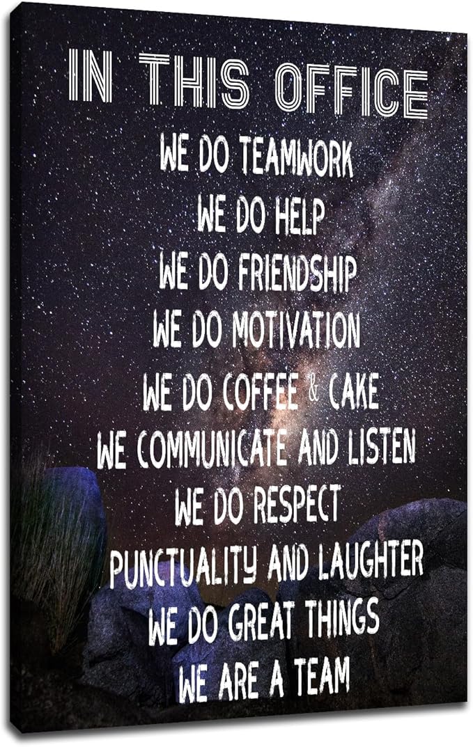 Inspirational Canvas Wall Art Home Decor Motivational Entrepreneur Quotes in This Office We Do Teamwork Poster Print Painting Artwork for Bathroom Teens Room Ready to Hang [12''Wx18''H]