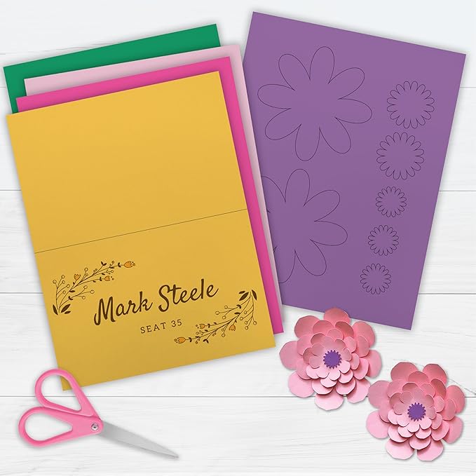 PrintWorks Floral Cardstock Paper 8.5" x 11" - 50 Sheets - 5 Assorted Colors for Flowers - Ideal for School & Craft Projects - 67 lb/147 gsm & 65 lb/176 gsm - Made in the USA (00657)
